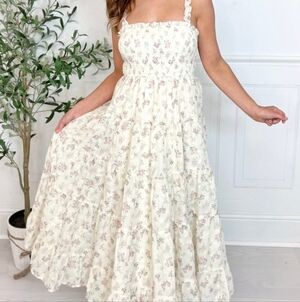 Storia Floral Maxi Dress in Cream and Pink